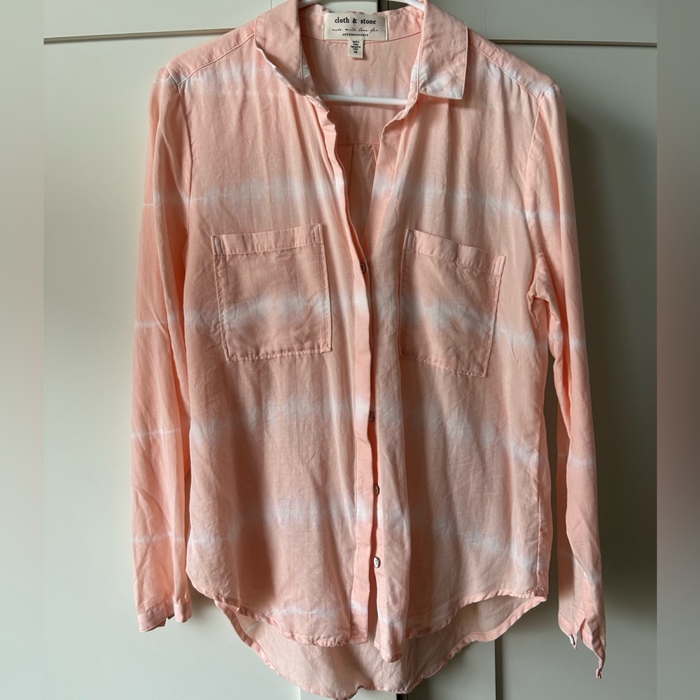 Light Pink Tie Dye Blouse, Size M by cloth & stone for Anthropologie